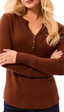 Brushed Waffle Knit Henley Long Sleeve