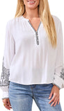 Long Sleeve Blouse With Embroidery Detail