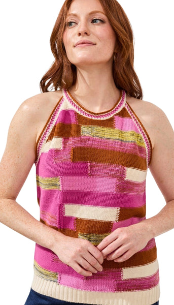 Patchwork Halter Sweater Tank