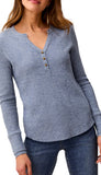 Brushed Waffle Knit Henley Long Sleeve