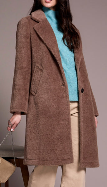 Long Sleeve Button Front Coat With Lining
