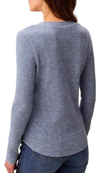 Brushed Waffle Knit Henley Long Sleeve