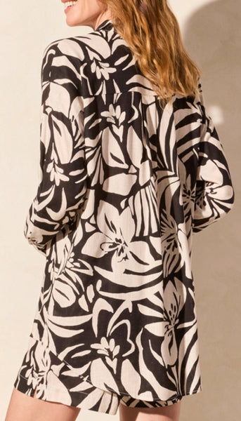 Roll Up Long Sleeve Button Front Blouse