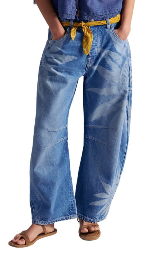 Good Luck Printed Barrel Jean- Sun Fade