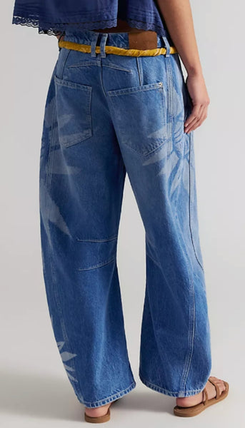 Good Luck Printed Barrel Jean- Sun Fade