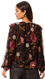 Long Sleeve Lined Blouse With Frill