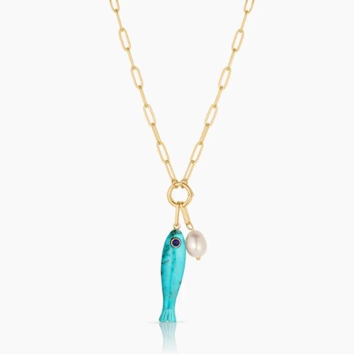 Fortuna Howlite Fish Colette Necklace