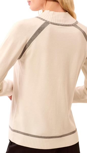Long Sleeve Mock Neck Sweater With Tipping