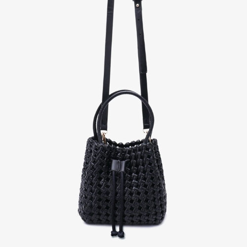 Perrie Bucket Mini Woven Square - Black