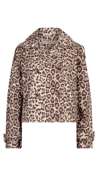 Leopard Short Trench Coat