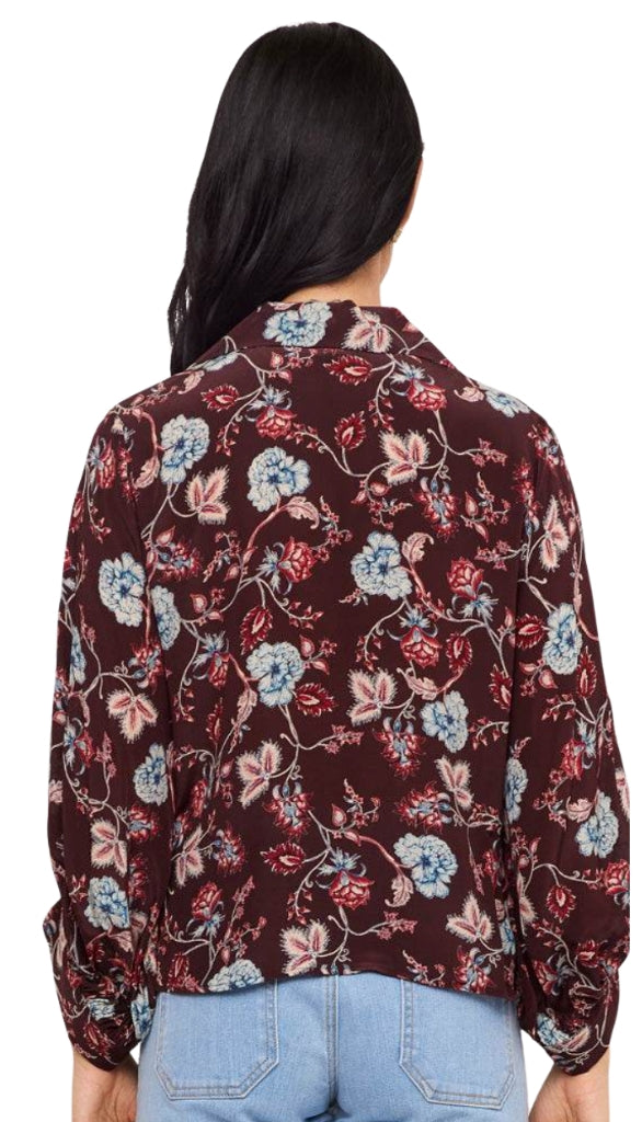 Blouson Sleeve Tie Front Top