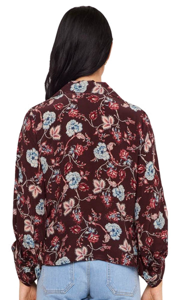 Blouson Sleeve Tie Front Top