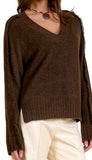 V-Neck Fray Sweater