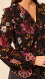 Long Sleeve Lined Blouse With Frill