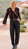 Long Sleeve Lined Blouse With Frill