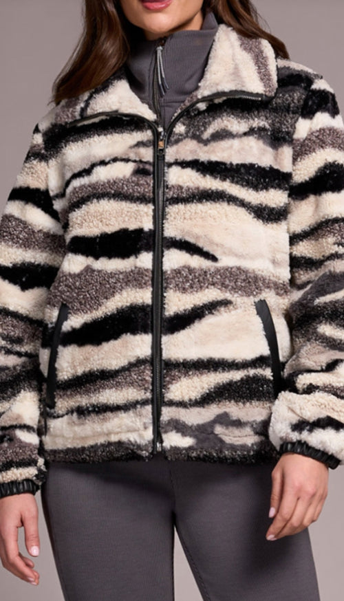 Lined Zip Up Jacket With Pu Detail