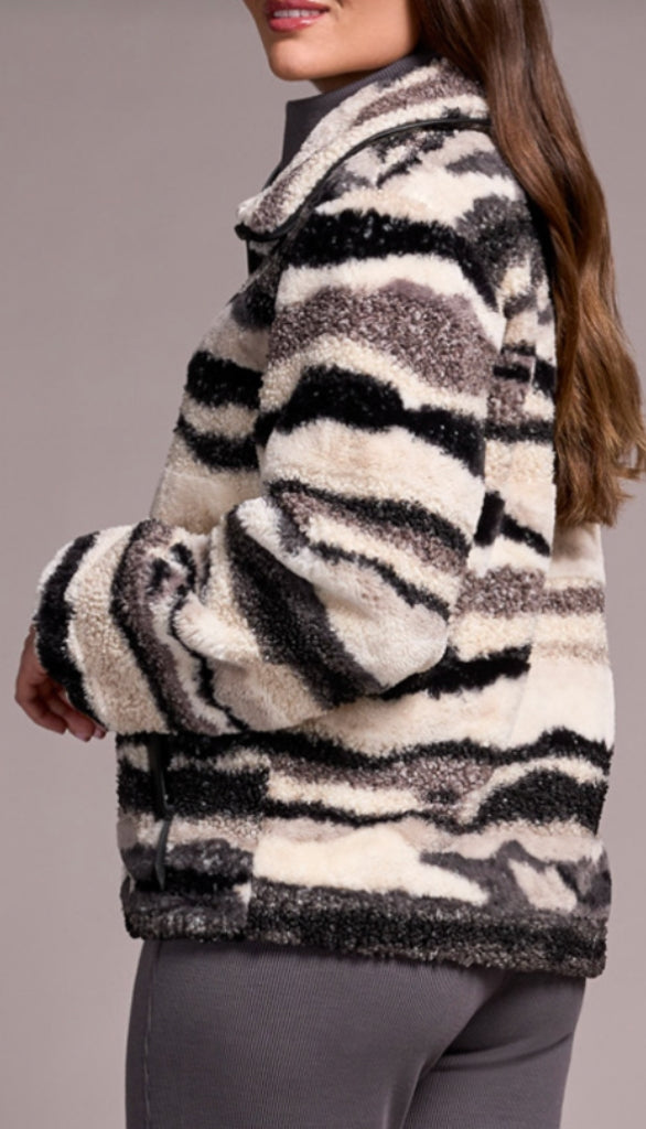 Lined Zip Up Jacket With Pu Detail