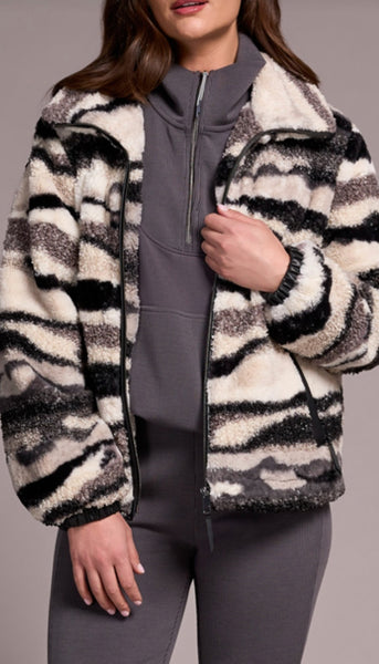 Lined Zip Up Jacket With Pu Detail