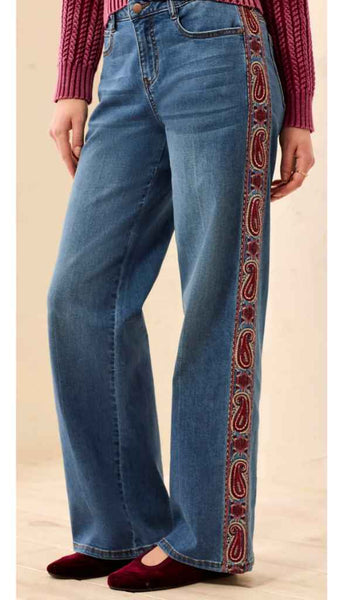 Audrey Wide Denim With Fancy Embroidery