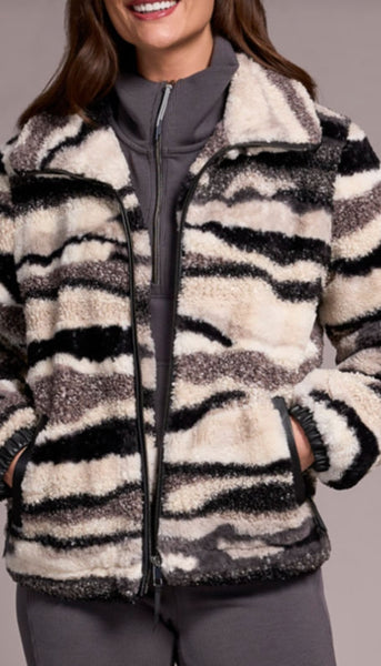 Lined Zip Up Jacket With Pu Detail