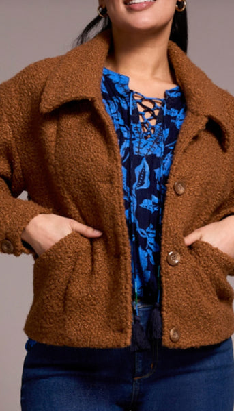 Button Front Boucle Jacket