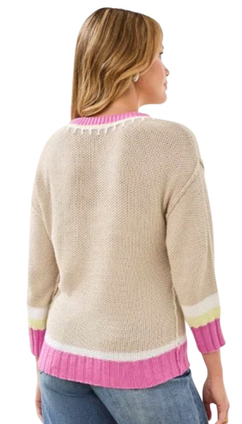 3/4 Sleeve Crew Neck With Stitch