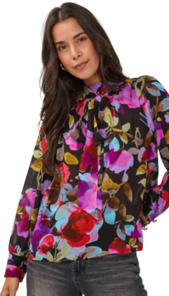 Glowing Blossom Scarf Blouse
