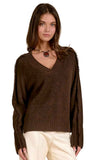 V-Neck Fray Sweater