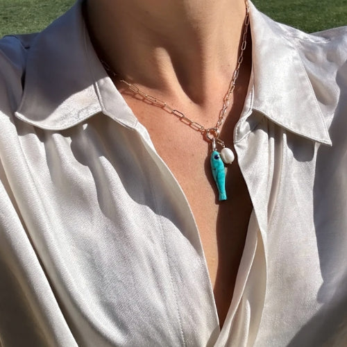 Fortuna Howlite Fish Colette Necklace