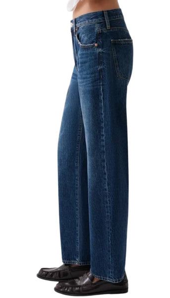 Lexi Mid Rise Bowed Straight - Moonwave