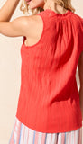 Seelveless Blouse With Button Placket