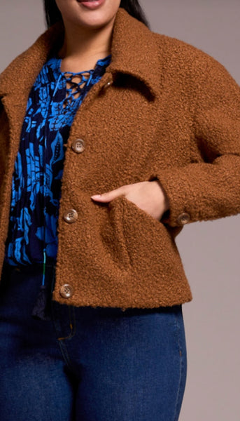 Button Front Boucle Jacket
