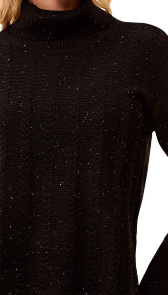 T-Neck Cable Stitch Sweater