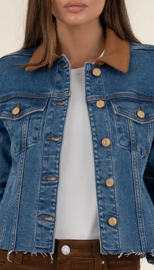 Kerry Cropped Jacket Raw Hem Collar