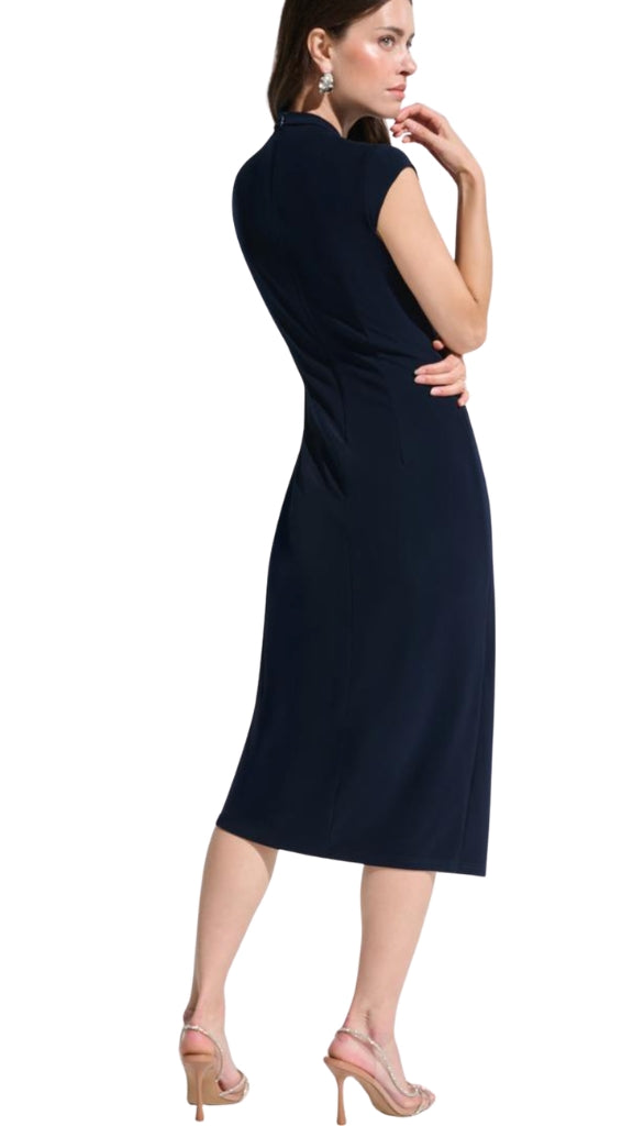 Silky Wrap Sheath Dress With Rhinestones