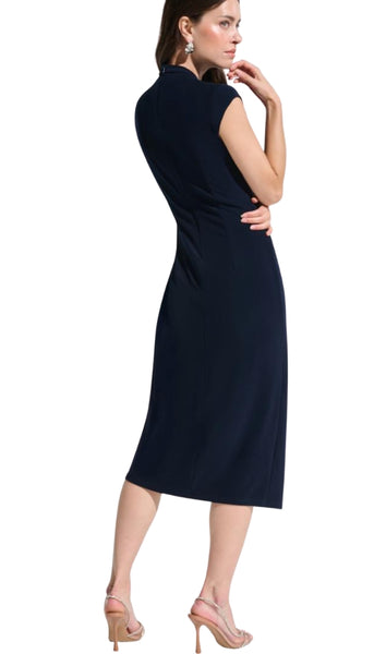 Silky Wrap Sheath Dress With Rhinestones