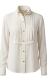 LongSleeve Tuxedo Top With High Collar