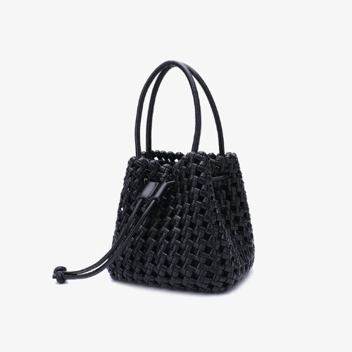 Perrie Bucket Mini Woven Square - Black
