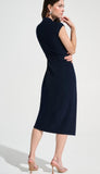 Silky Wrap Sheath Dress With Rhinestones