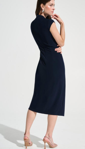 Silky Wrap Sheath Dress With Rhinestones