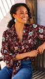 Blouson Sleeve Tie Front Top
