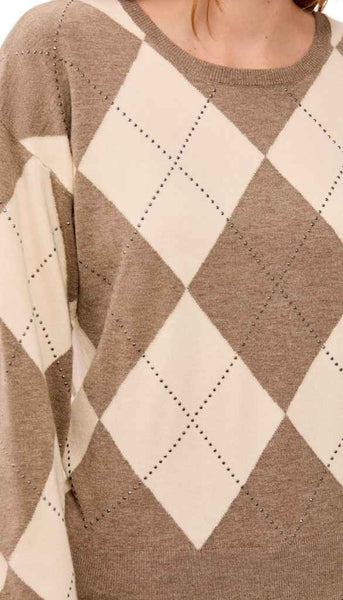 Long Sleeve Crew Neck Sweater With Studs