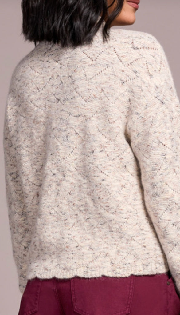 Mock Neck Puff Sleeve High Low Sweater