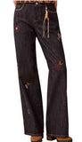 Audrey Embroidered Wide Leg Denim