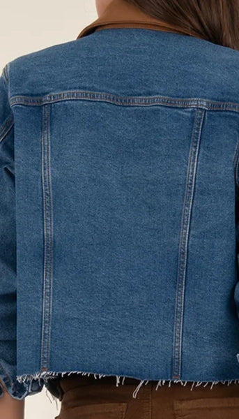 Kerry Cropped Jacket Raw Hem Collar