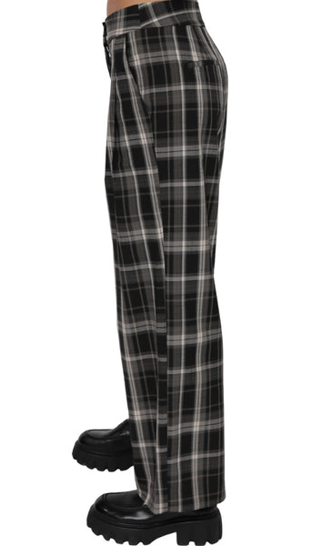 Radical Stretch Plaid Pleated