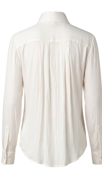 LongSleeve Tuxedo Top With High Collar