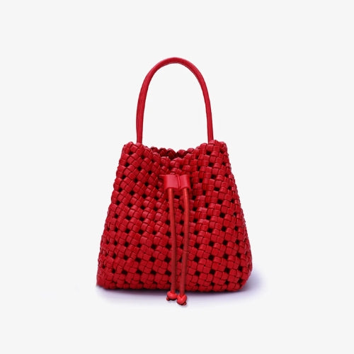Perrie Bucket Mini Woven Square Tote - Red