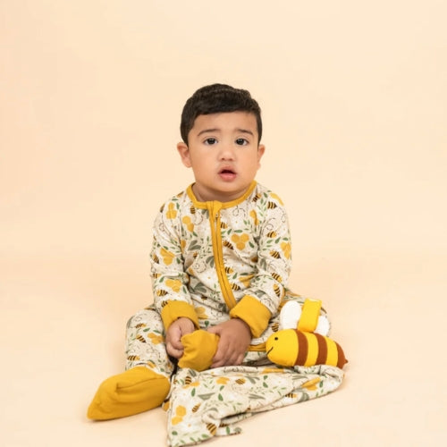 Happy Honey Bees Convertible Pajamas 3-6M