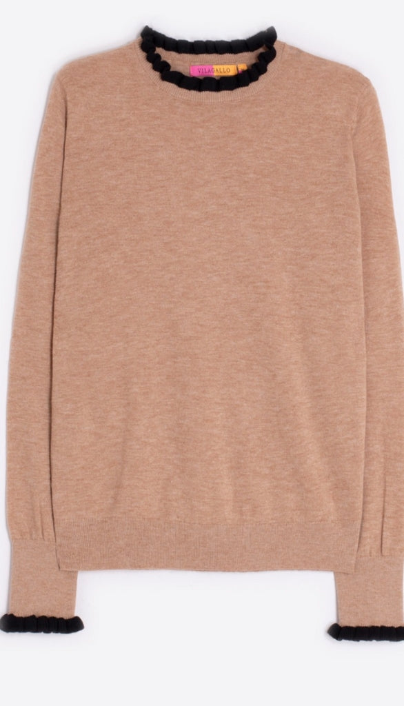 Long Sleeve Round Collar With Ruffle Cuff